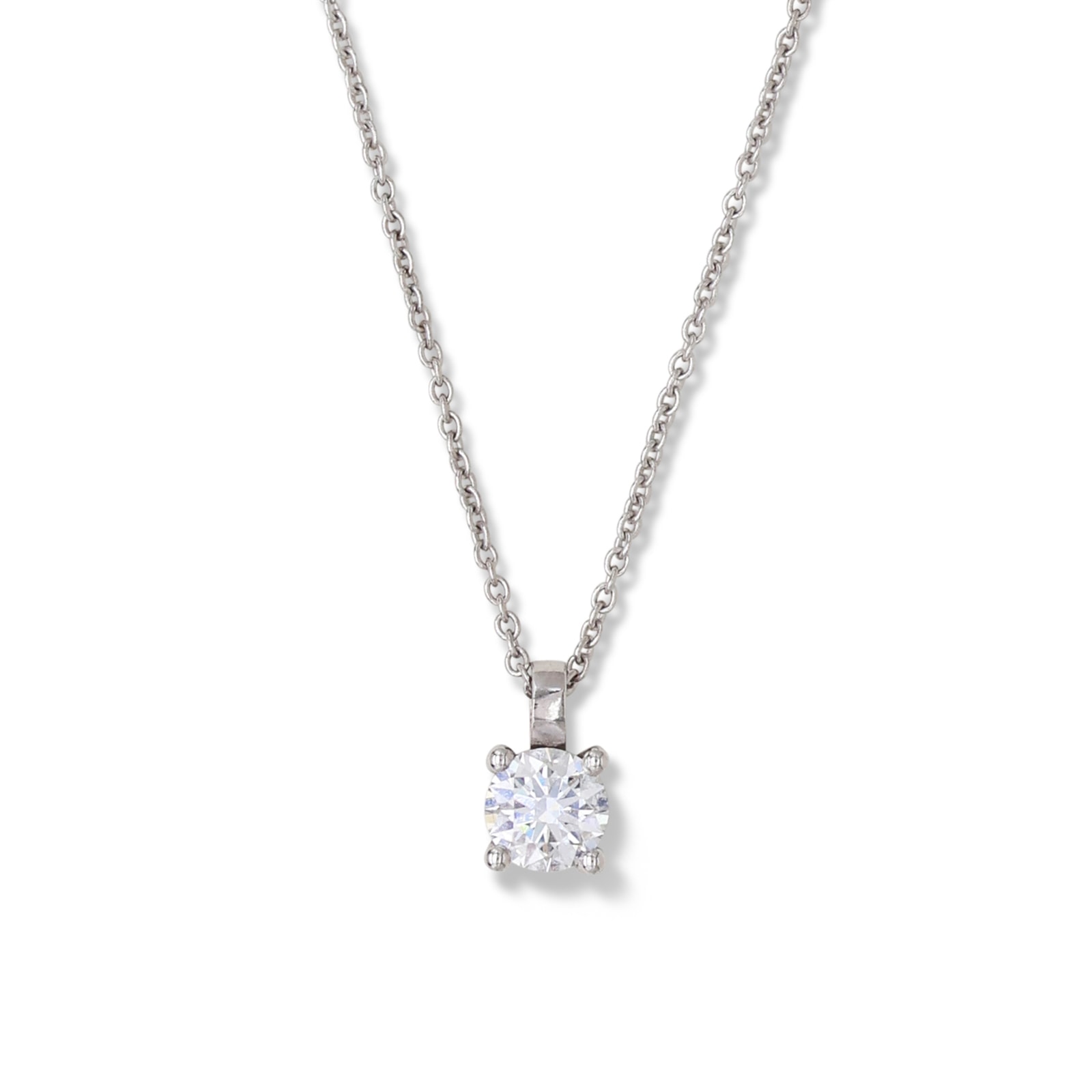 Colgante en Oro de 18K con Diamante de laboratorio de 4 Garras · Blanco