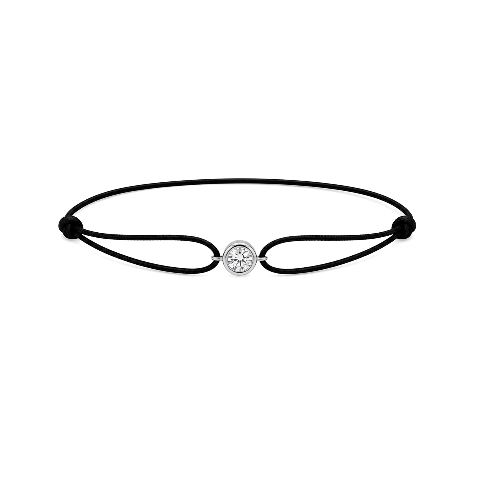 Pulsera de Nylon con Diamante de Laboratorio en chatón de oro 18K