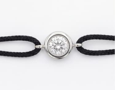 Pulsera de Nylon con Diamante de Laboratorio en chatón de oro 18K