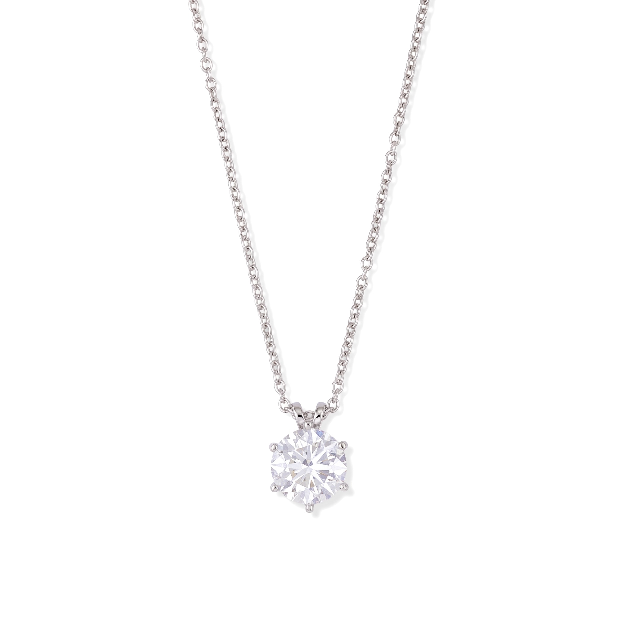 Colgante Solitario Oro 18K con Diamante de Laboratorio en 6 Garras