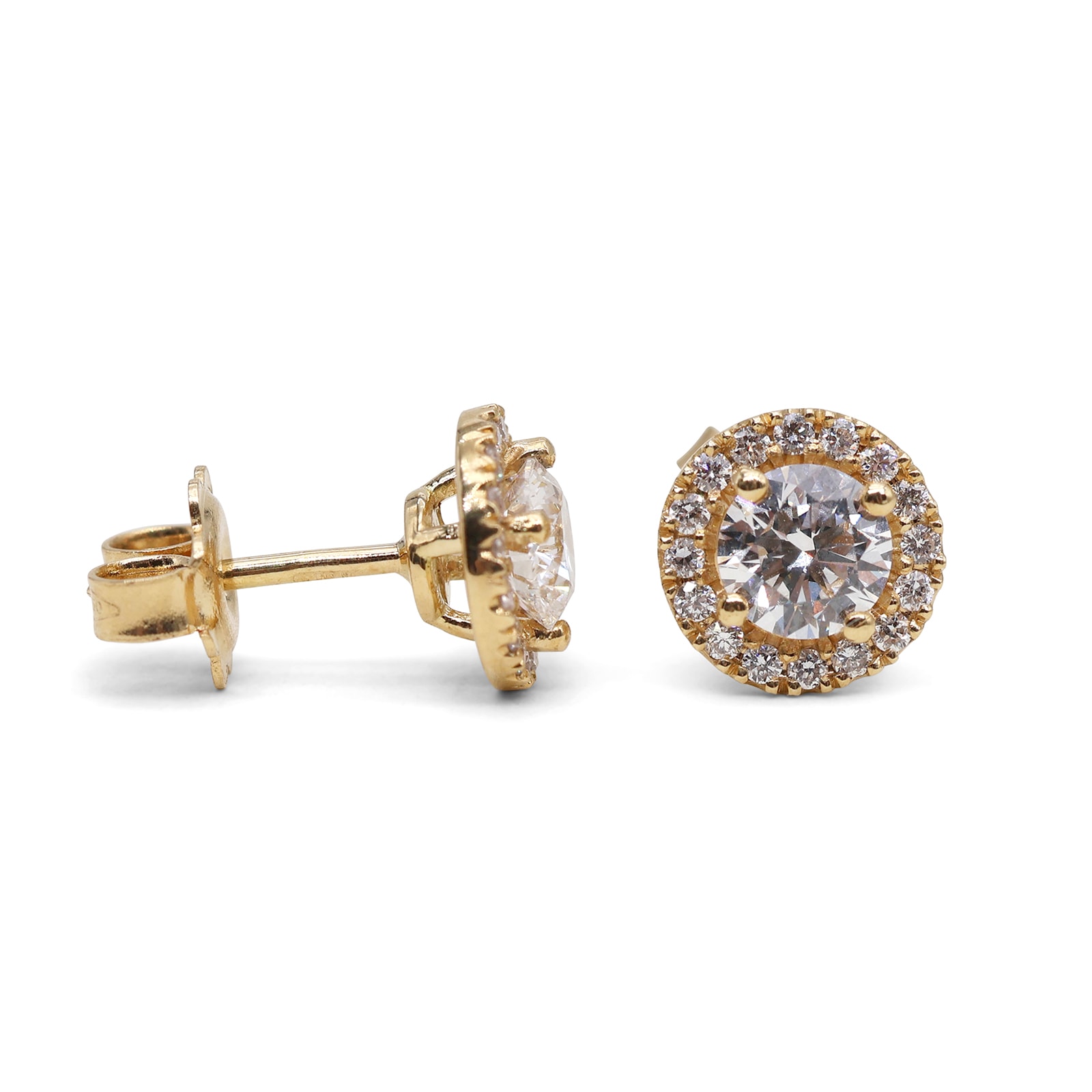 Pendientes Rosetón Oro 18K con Diamante de Laboratorio en Pavé · Amarillo
