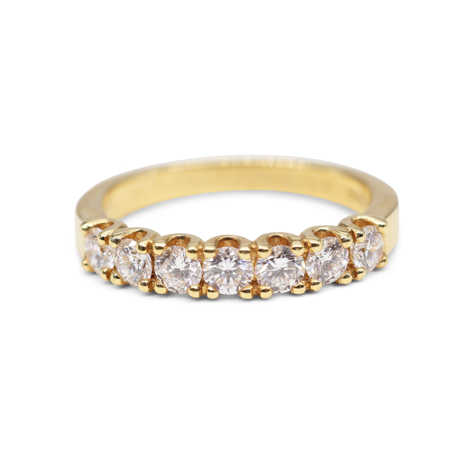 Alianza Oro 18 Kilates con 7 Diamantes de Laboratorio en Engaste Media U