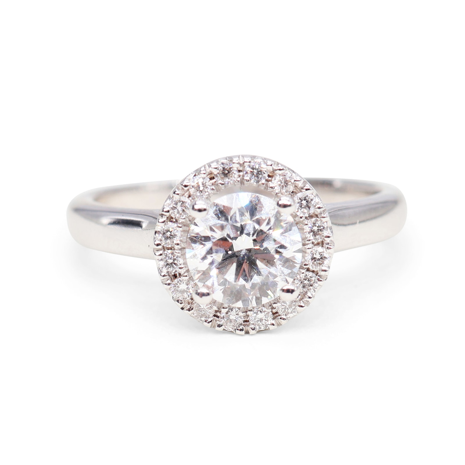 Anillo Rosetón Redondo Oro 18K con Diamante de Laboratorio en Garras