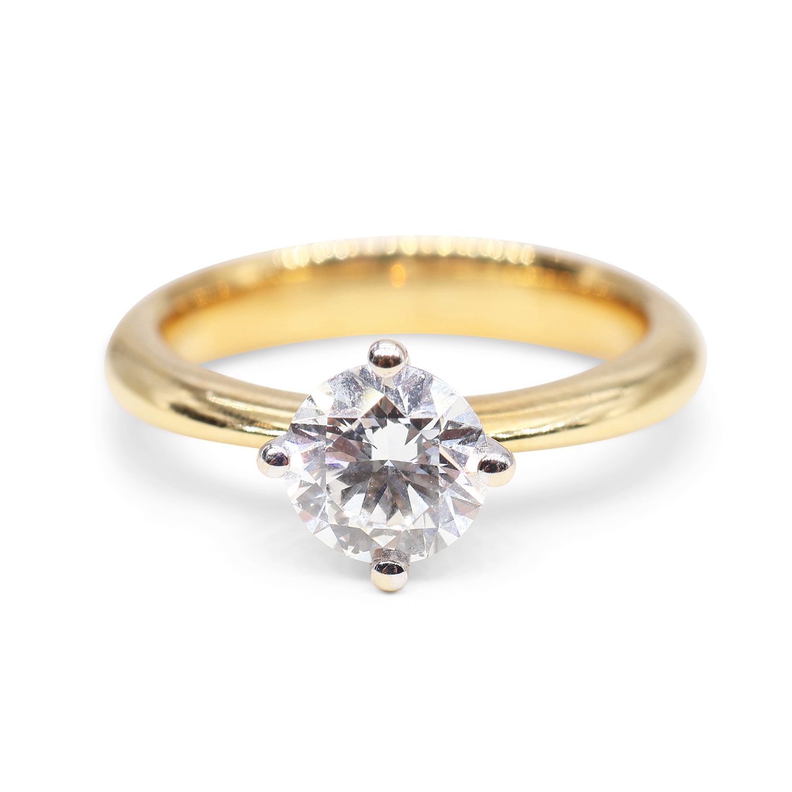 Anillo Solitario Oro Bicolor 18K con Diamante de Laboratorio en 6 Garras