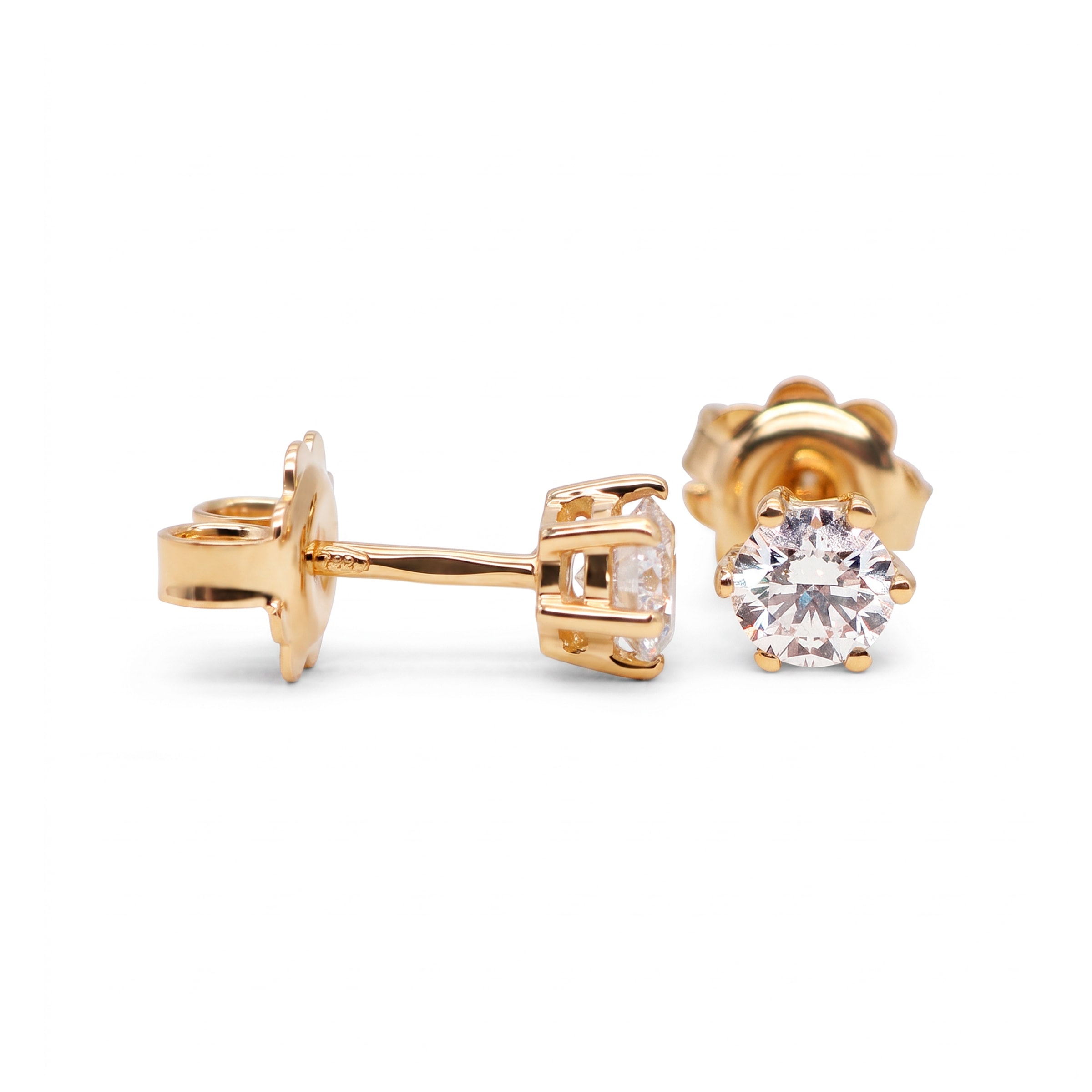 Pendientes Solitario Oro 18K con Diamante de Laboratorio en 6 Garras · Amarillo