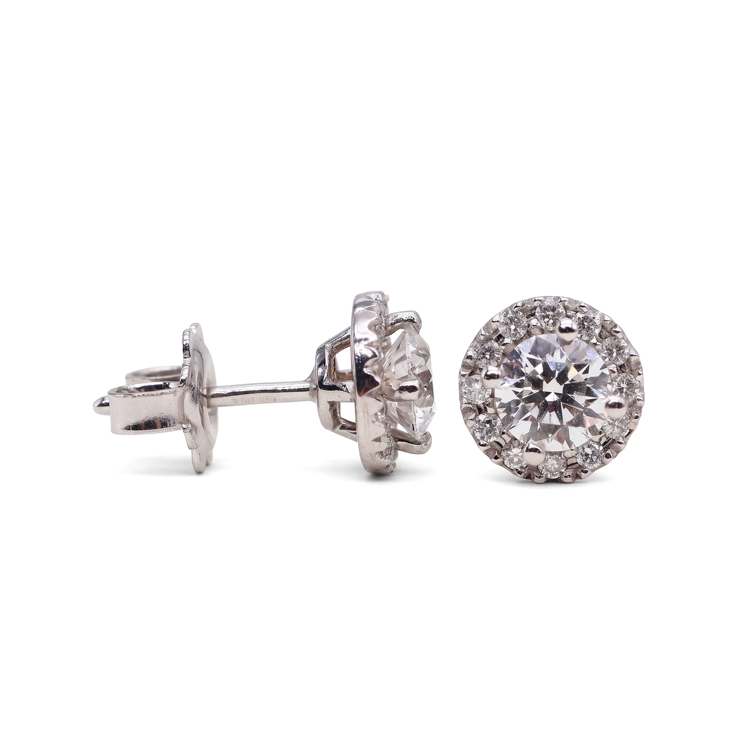 Pendientes Rosetón Oro 18K con Diamante de Laboratorio en Pavé · Blanco