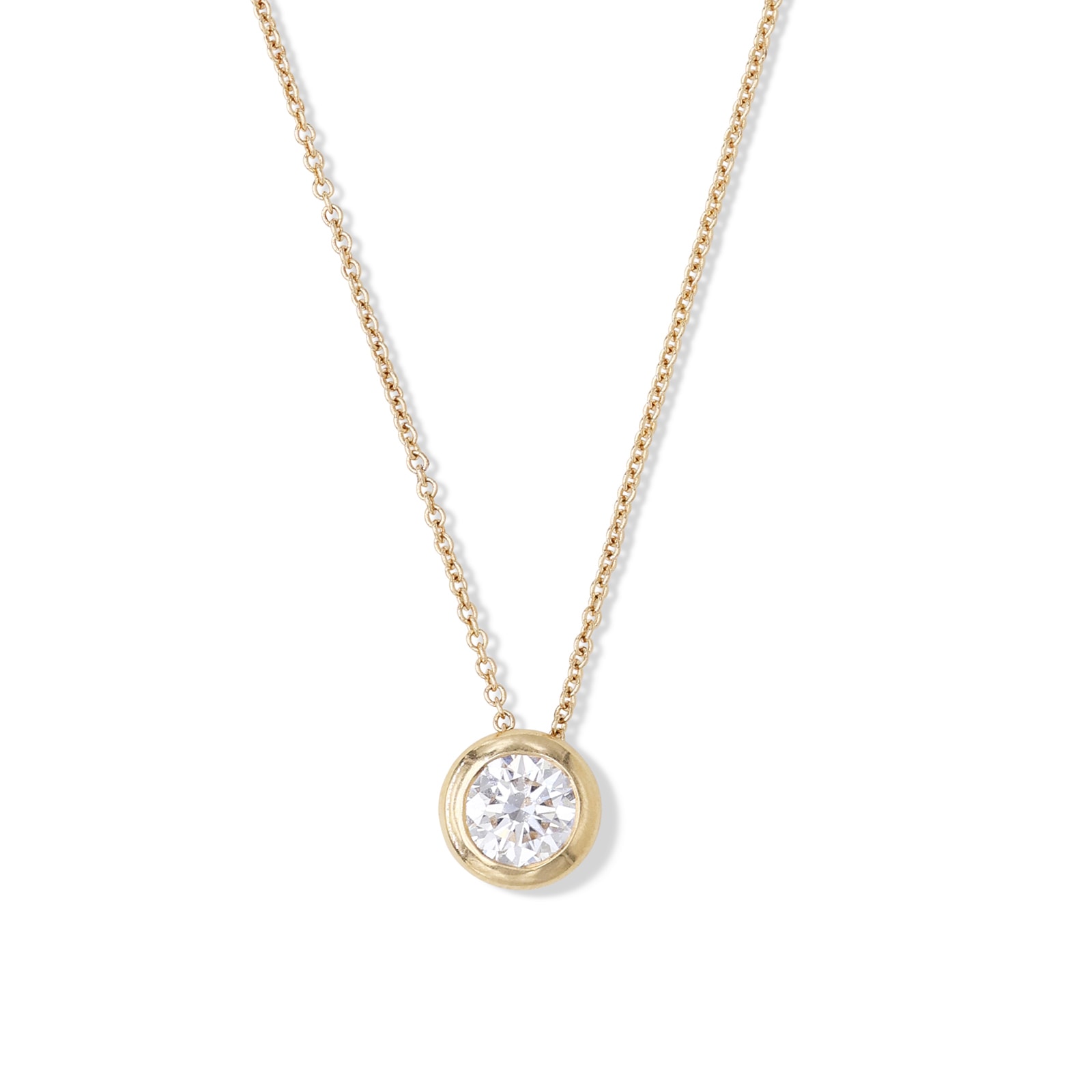 Colgante Solitario Oro 18K con Diamante de Laboratorio en Chatón