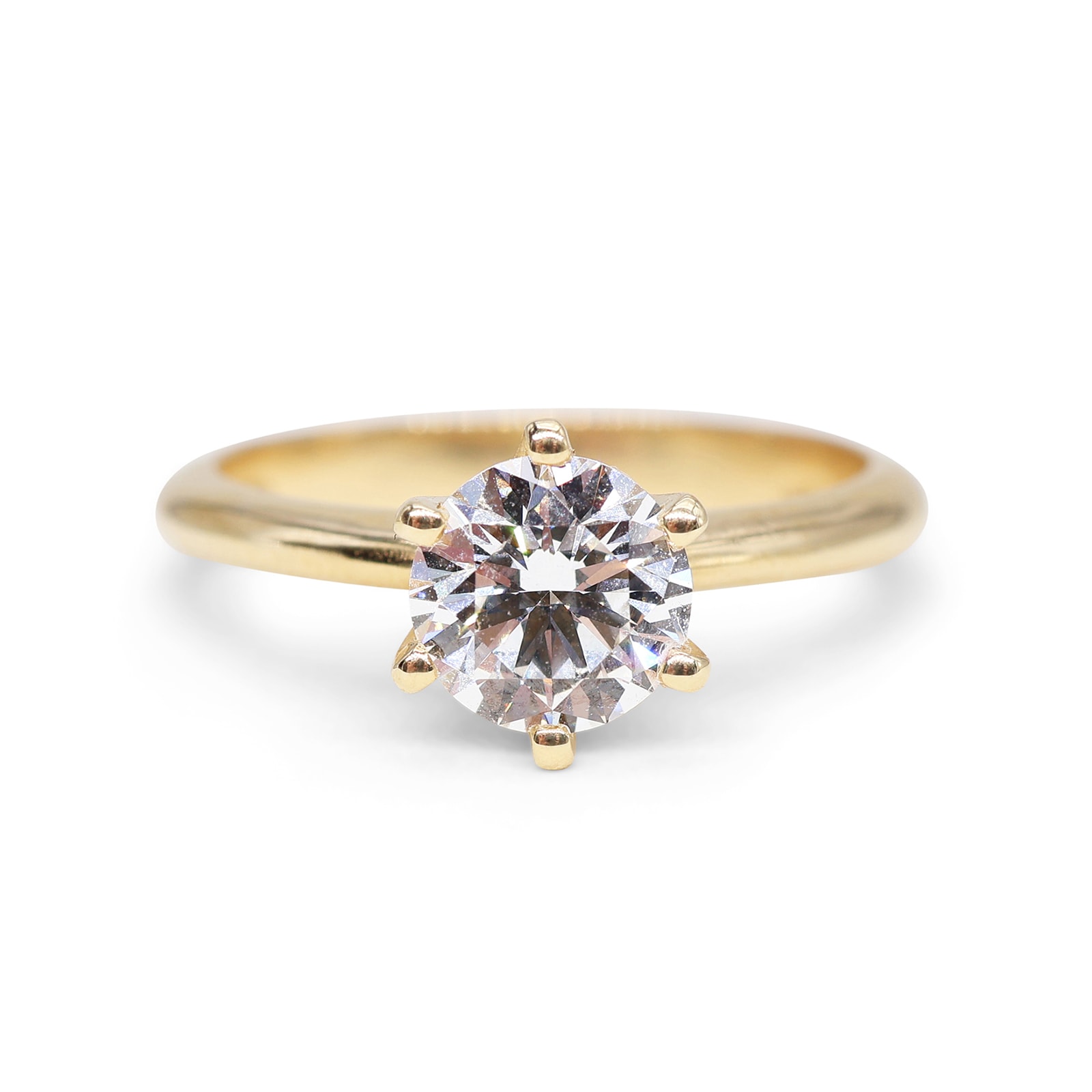 Anillo Solitario Oro 18K con Diamante de Laboratorio Montura Elevada 6 Garras
