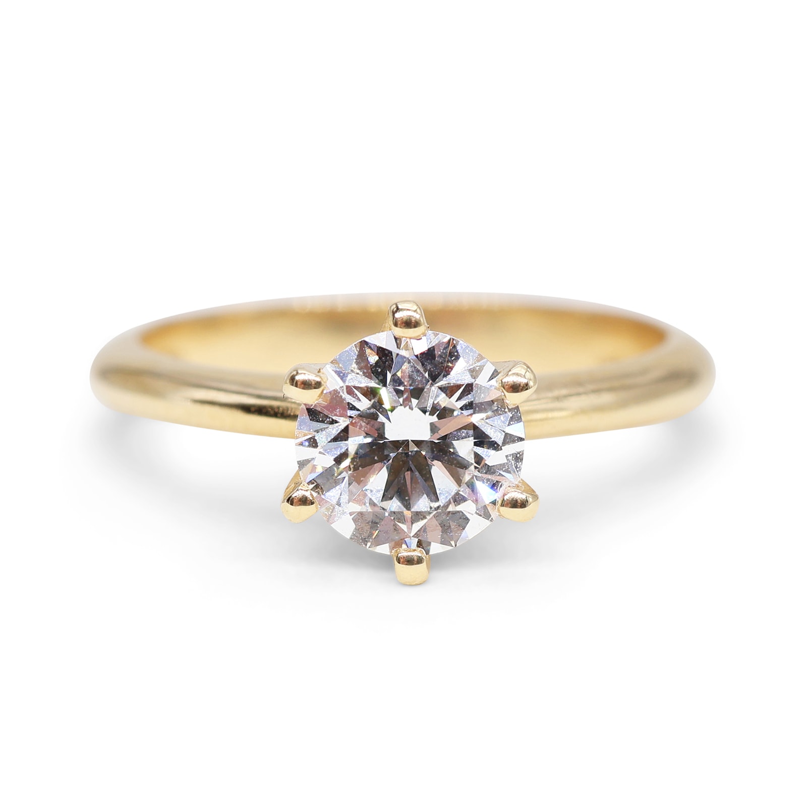 Anillo Solitario Oro 18K con Diamante de Laboratorio Montura Elevada 6 Garras