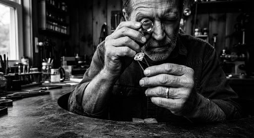 Artesano trabajando una joya
